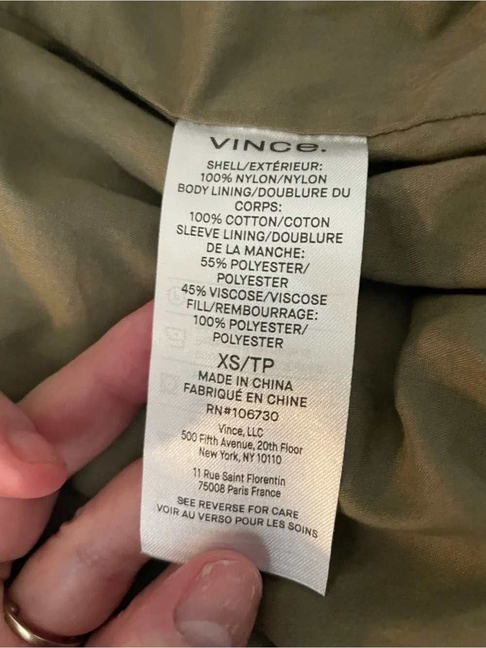 Vince Lightweight Bomber Jacket in light army green size xs - Picture 7 of 12